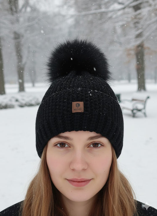 ✨ Kuschelige Wintermütze mit Fellbommel – in 4 Farben ✨