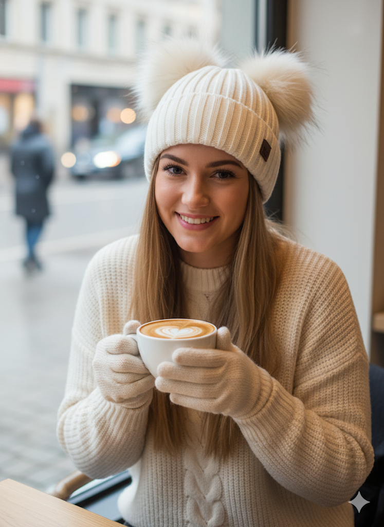 ❄️ Doppelpom-Mütze „Cosy Ears“ – 7 Farben | One Size (ca. 54–59 cm) ✨🧣🧤