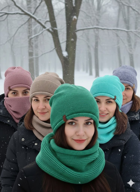 ✨ Strick-Winterset – Mütze + Loopschal – in 5 Farben ✨