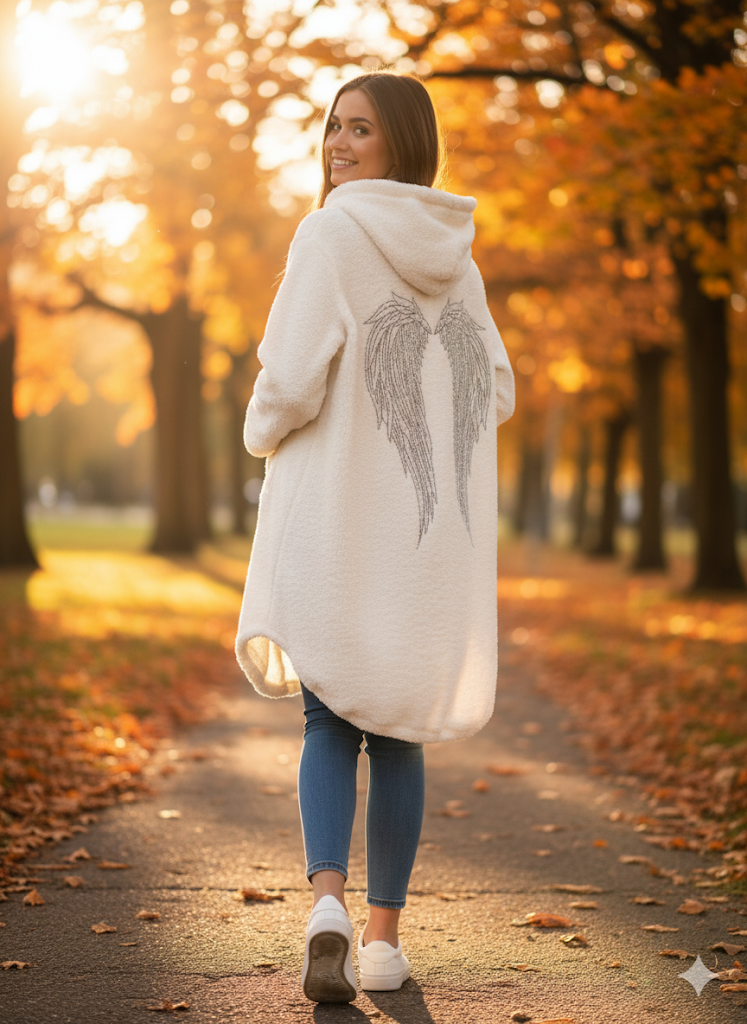 ✨ Teddy-Kapuzenjacke „Engelsflügel“ – in mehreren Farben – Gr. 38–46 ✨🪽🧥