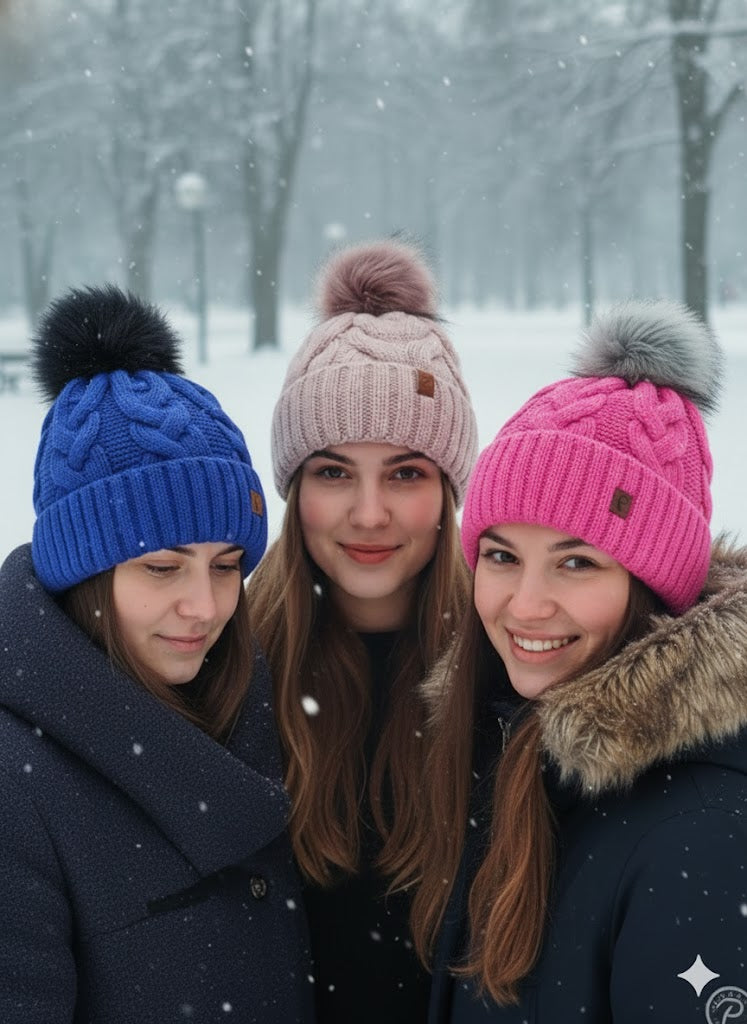 ❄️ Wintermütze mit Fellbommel – in 3 Farben! ❄️🧶
