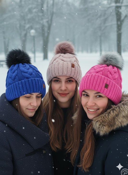 ❄️ Wintermütze mit Fellbommel – in 3 Farben! ❄️🧶