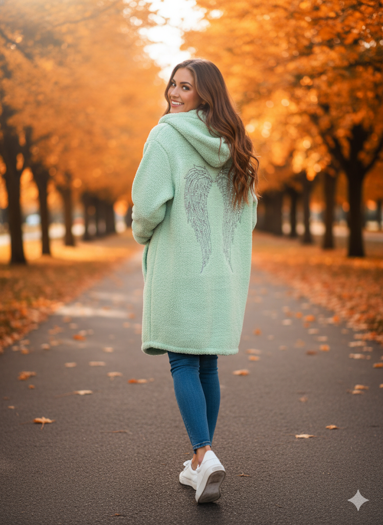 ✨ Teddy-Kapuzenjacke „Engelsflügel“ – in mehreren Farben – Gr. 38–46 ✨🪽🧥