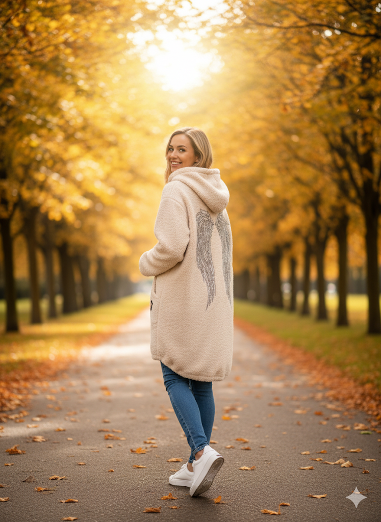 ✨ Teddy-Kapuzenjacke „Engelsflügel“ – in mehreren Farben – Gr. 38–46 ✨🪽🧥