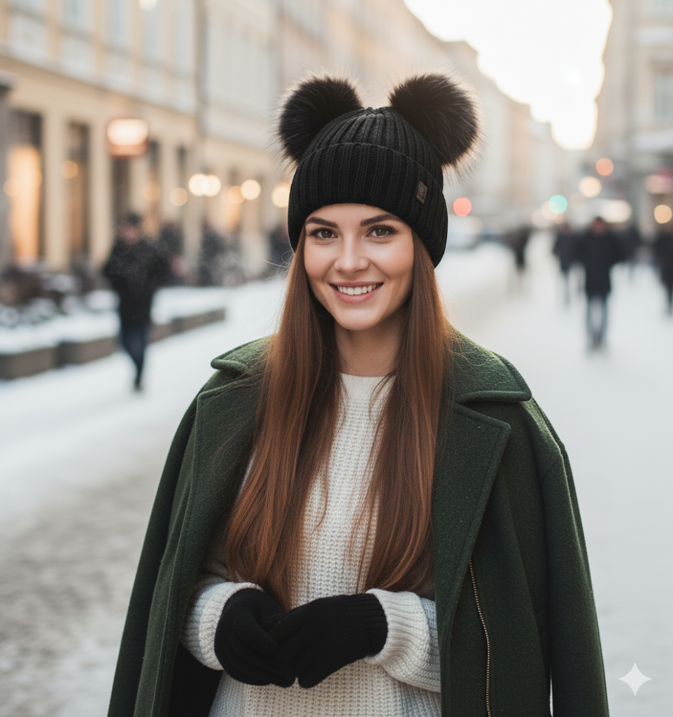 ❄️ Doppelpom-Mütze „Cosy Ears“ – 7 Farben | One Size (ca. 54–59 cm) ✨🧣🧤