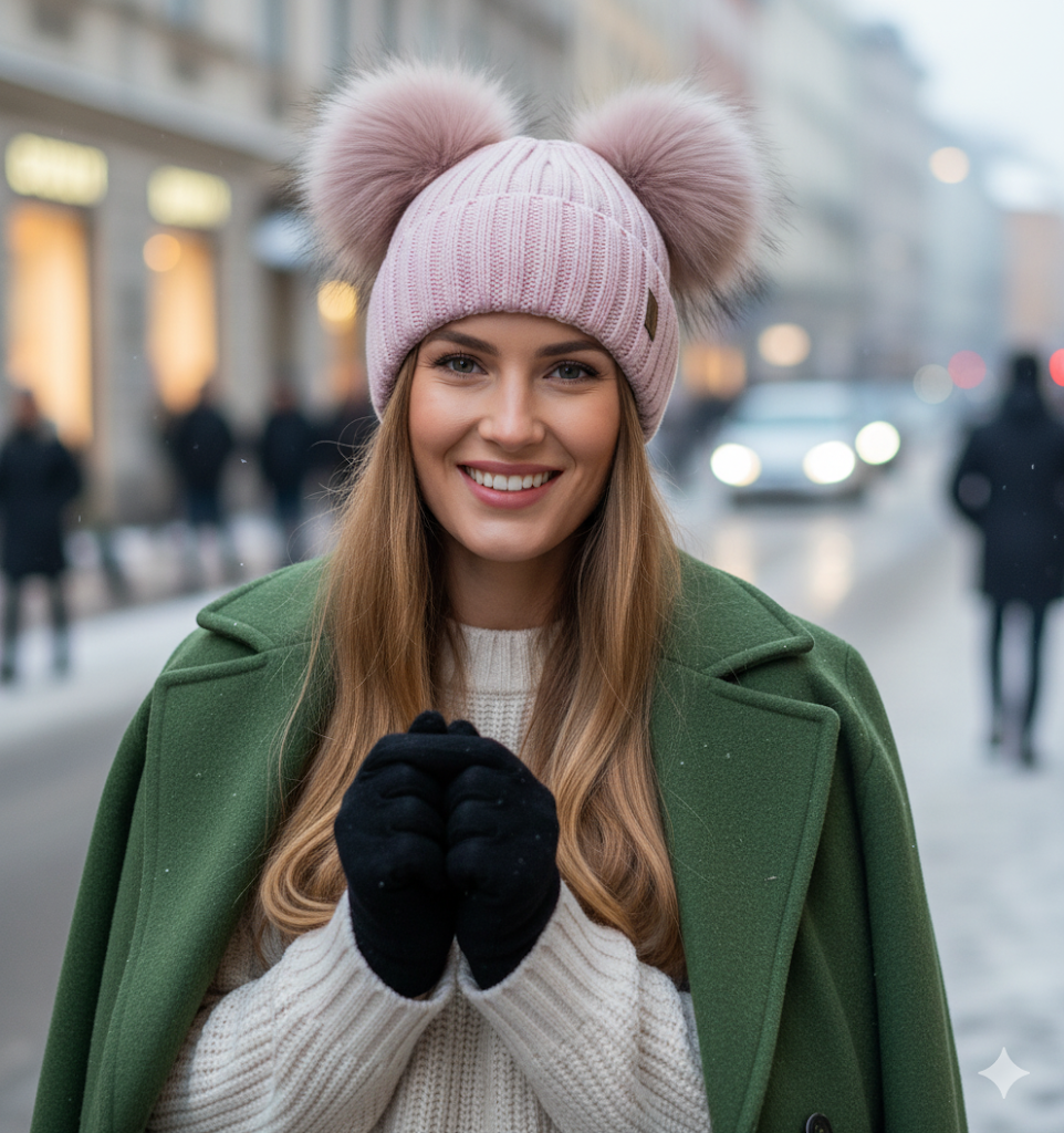 ❄️ Doppelpom-Mütze „Cosy Ears“ – 7 Farben | One Size (ca. 54–59 cm) ✨🧣🧤