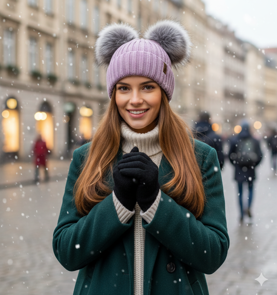 ❄️ Doppelpom-Mütze „Cosy Ears“ – 7 Farben | One Size (ca. 54–59 cm) ✨🧣🧤