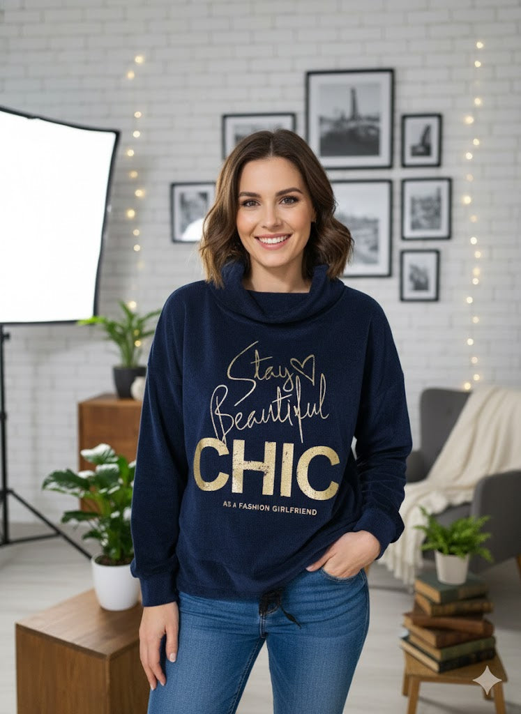 🌟 Kuscheliger Feincord-Oversize-Sweater "Stay Beautiful CHIC" | 4 Farben | Einheitsgröße 42-46 🌟