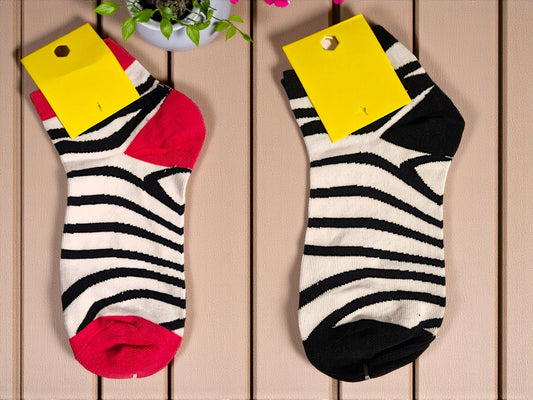 🦓🧦 Zebra-Söckchen – Gr. 36–41 – 2 Farben: Pink-Weiß & Schwarz – stylisch, wild & bequem! 💥🌈