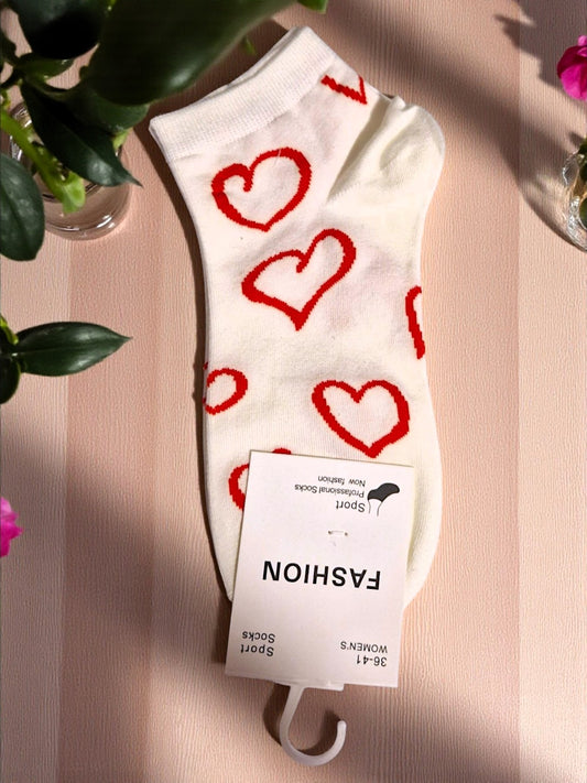 🧦❤️ Sport Söckchen – Herz an Herz in Weiß & Rot ❤️🧦
