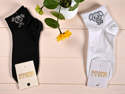 🧦✨ Love.T.T Söckchen "PANDA GLAM" – Gr. 36–41 – Schwarz & Weiß 🖤🤍