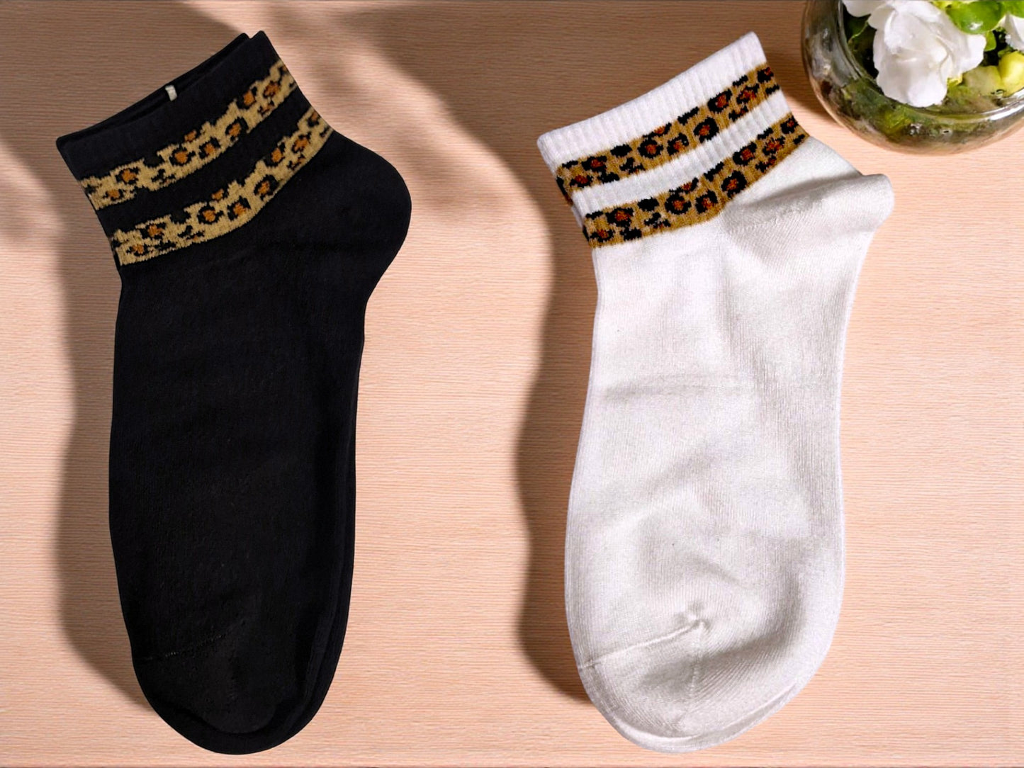 🧦🐆 Sport Söckchen mit Leo-Style Bündchen – Gr. 36–41 – 2 Farben! 🤍🖤