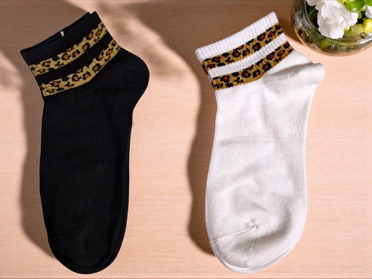 🧦🐆 Sport Söckchen mit Leo-Style Bündchen – Gr. 36–41 – 2 Farben! 🤍🖤