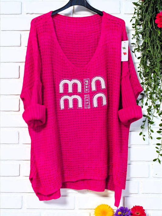 🧶✨ Oversize-Pulli „mini mini“ – 3 Farben – Größe 42–50 tragbar ✨🧶