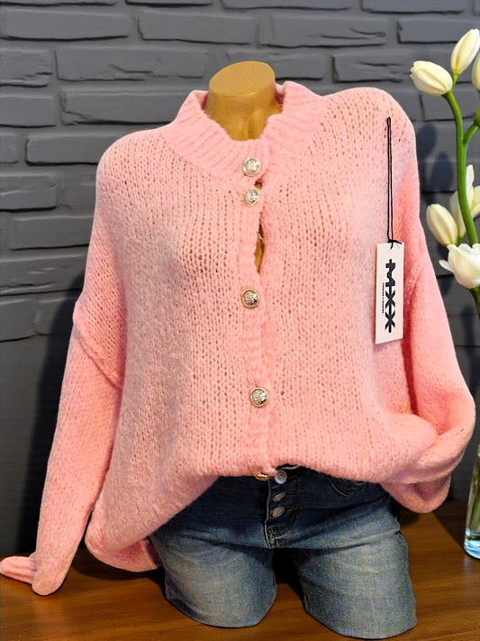 🧶✨ Oversize Cardigan mit Glitzerknöpfen – 6 Farben – Gr. 38–46 tragbar ✨🧶