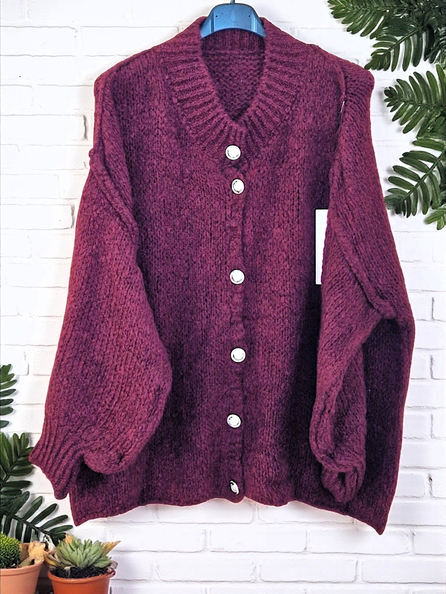 🧶✨ Oversize Cardigan mit Glitzerknöpfen – 6 Farben – Gr. 38–46 tragbar ✨🧶