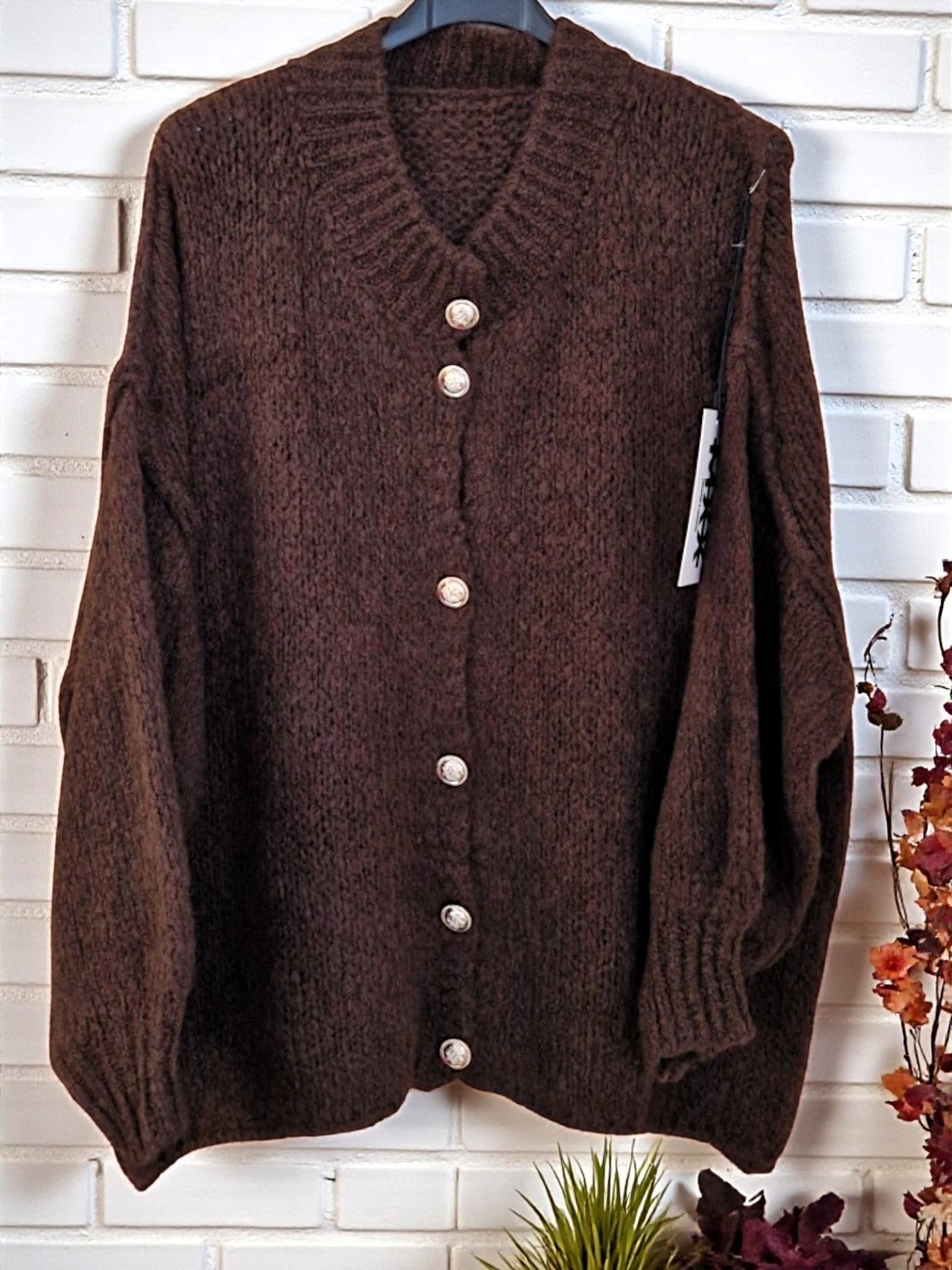 🧶✨ Oversize Cardigan mit Glitzerknöpfen – 6 Farben – Gr. 38–46 tragbar ✨🧶