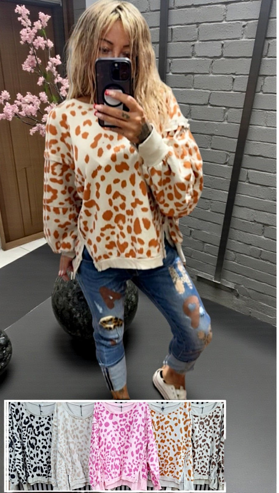 Leopard-Print Oversize Sweatshirt Damen – Weicher Rundhals, viele Farben