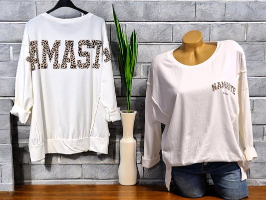 🧘‍♀️ Oversize-Sweatshirt "Namaste" – Gr. 38–42 🐆✨