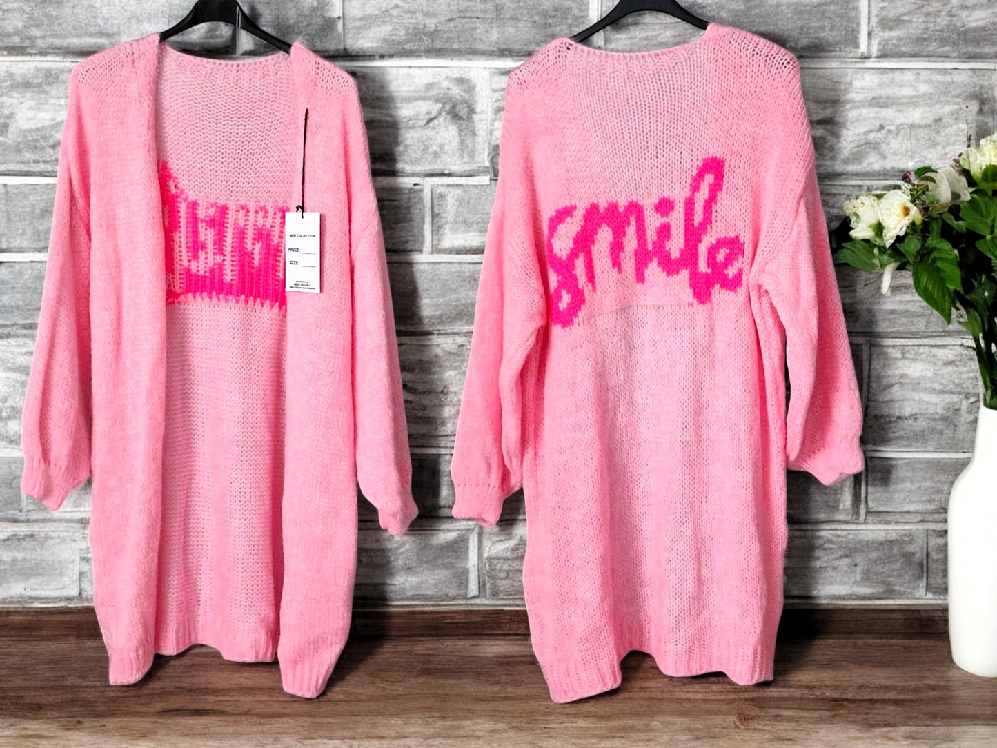🧥 Kuscheliger Cardigan "Smile" – bis Gr. 48 – in 3 Farben 🤍💛🌸