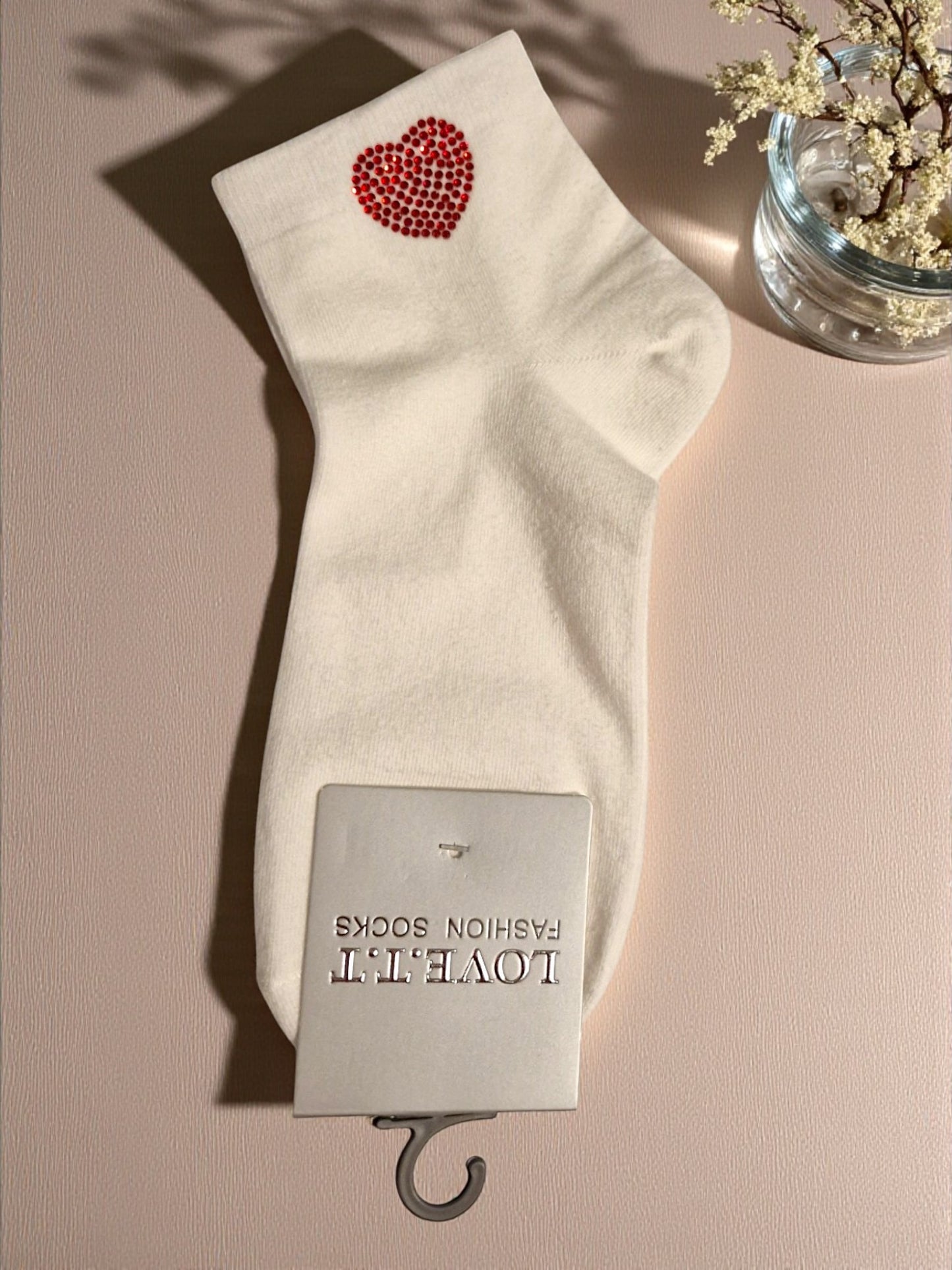 🧦✨ Love.T.T Fashion Söckchen mit Strass-Herz – Gr. 36–41 – 3 Farben! 🖤🤍🤎
