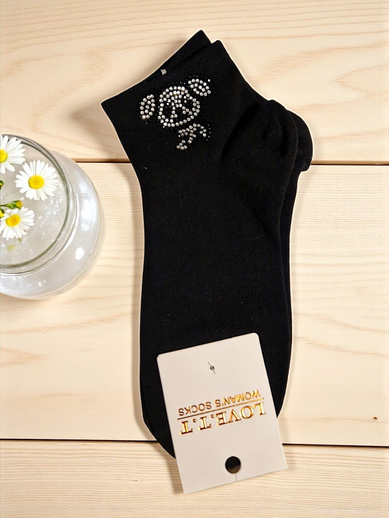🧦✨ Love.T.T Söckchen "PANDA GLAM" – Gr. 36–41 – Schwarz & Weiß 🖤🤍